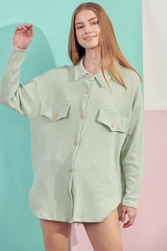 Mint Light Weight Button Up