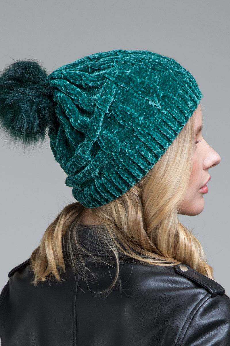 Chenille Cable Knit Beanie