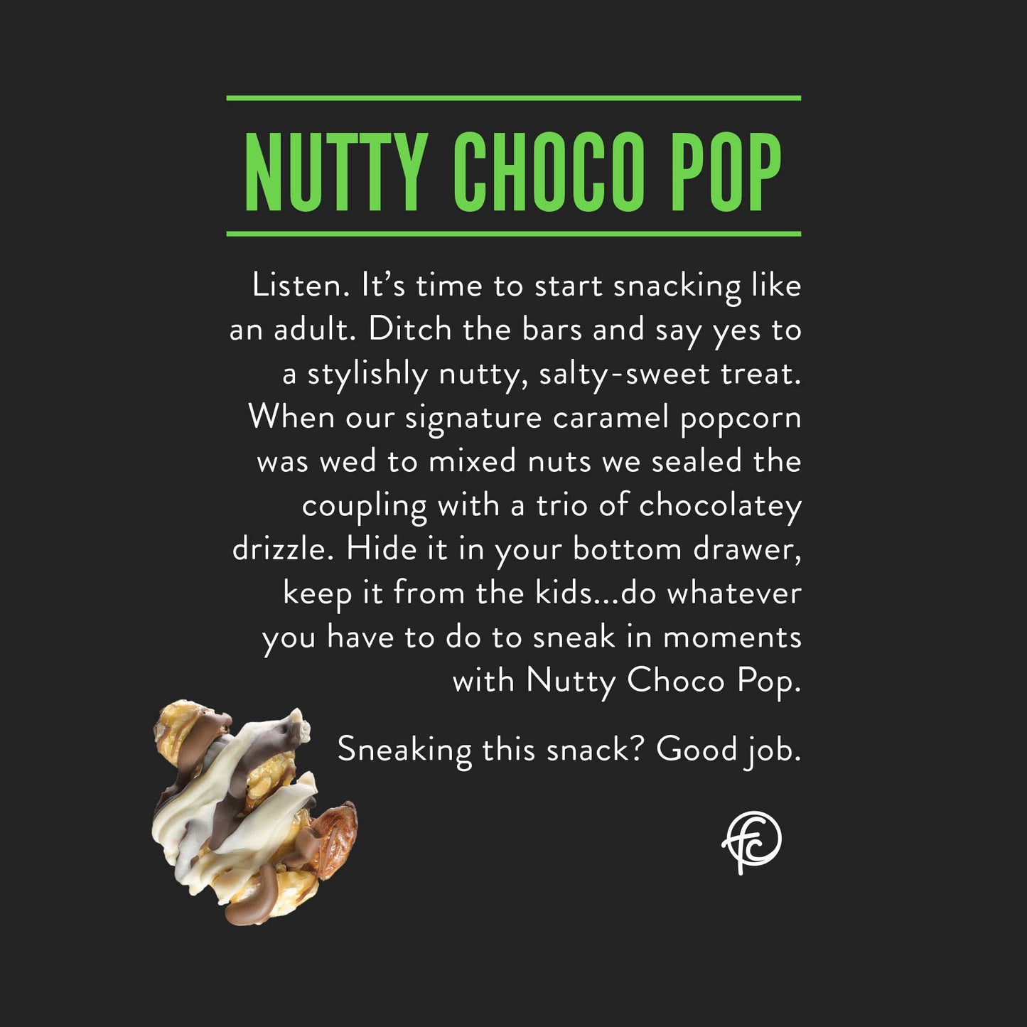 Nutty Choco Pop 5oz Bags | Chocolate Popcorn