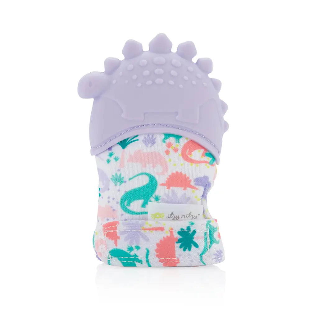 Itzy Mitt™ Silicone Teething Mitts Lilac Dino