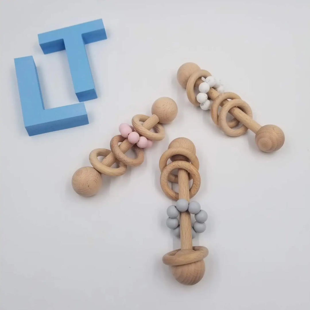 Silicone Wood Toys/Teething Rattle