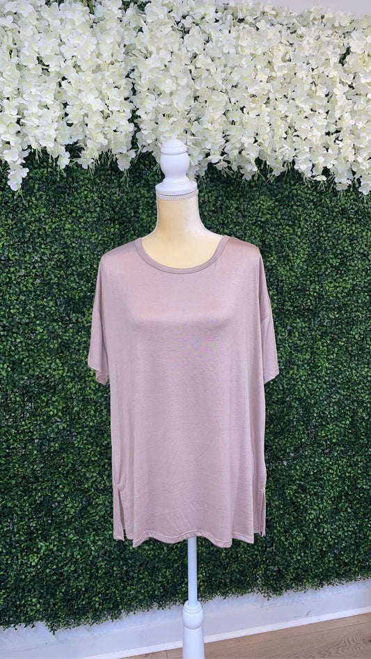 Taupe Basic Short Sleeve