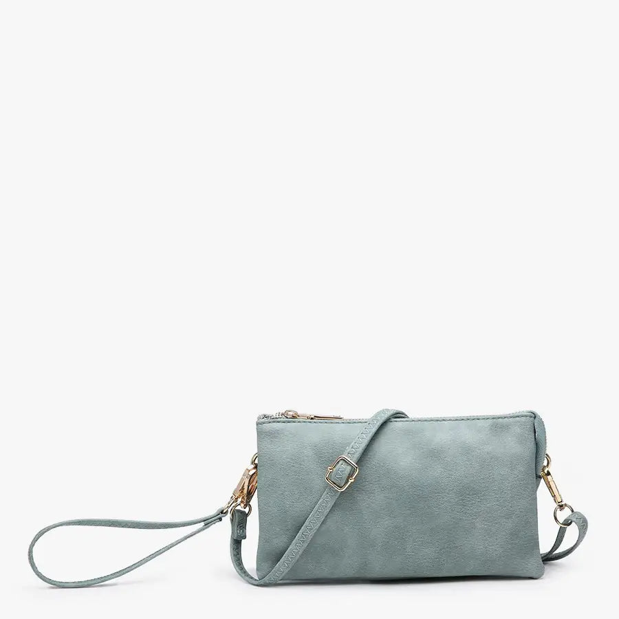 Teal Riley 3 Compartment Crossbody/Wristlet