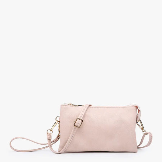 Light Pink Riley 3 Compartment Crossbody/Wristlet