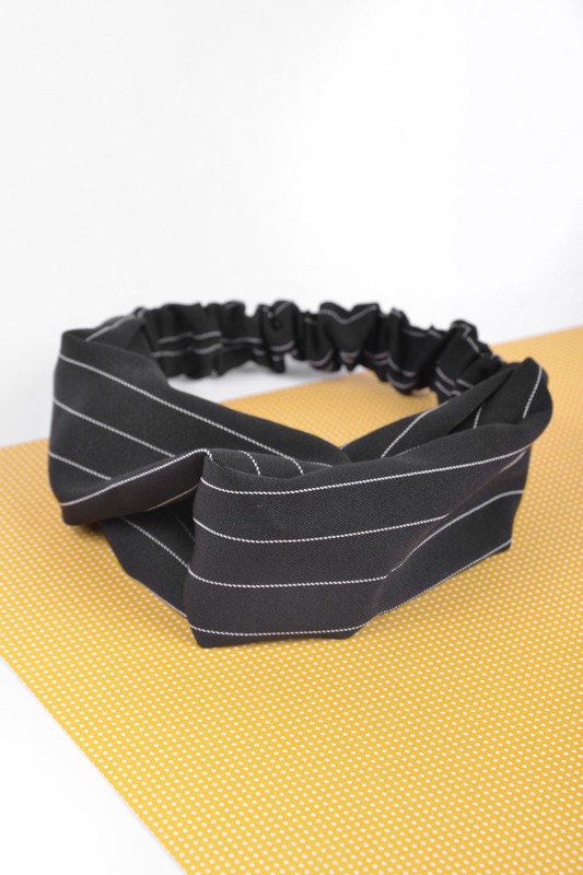 Black Stripe Knotted Elastic Headband