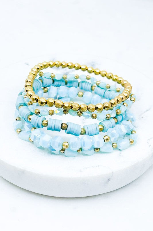 Blue Stackable 5 Bracelet Set