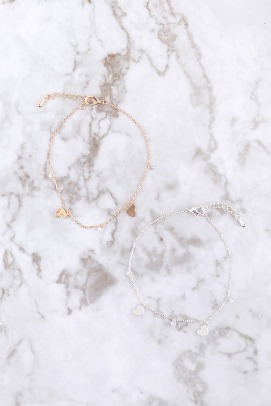 Dainty Heart Bracelet- TWO colors