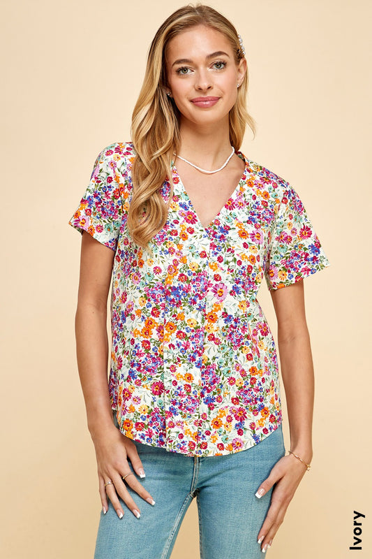 Ivory Bold Floral Top