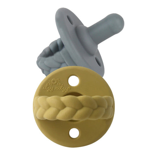 Sweetie Soother™ Pacifier Sets (2-pack) Mustard+Grey Braids