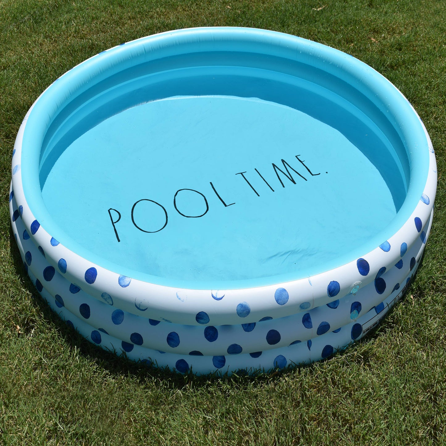 Rae Dunn - Mini Pool w Indigo Polka Dots - POOL TIME.