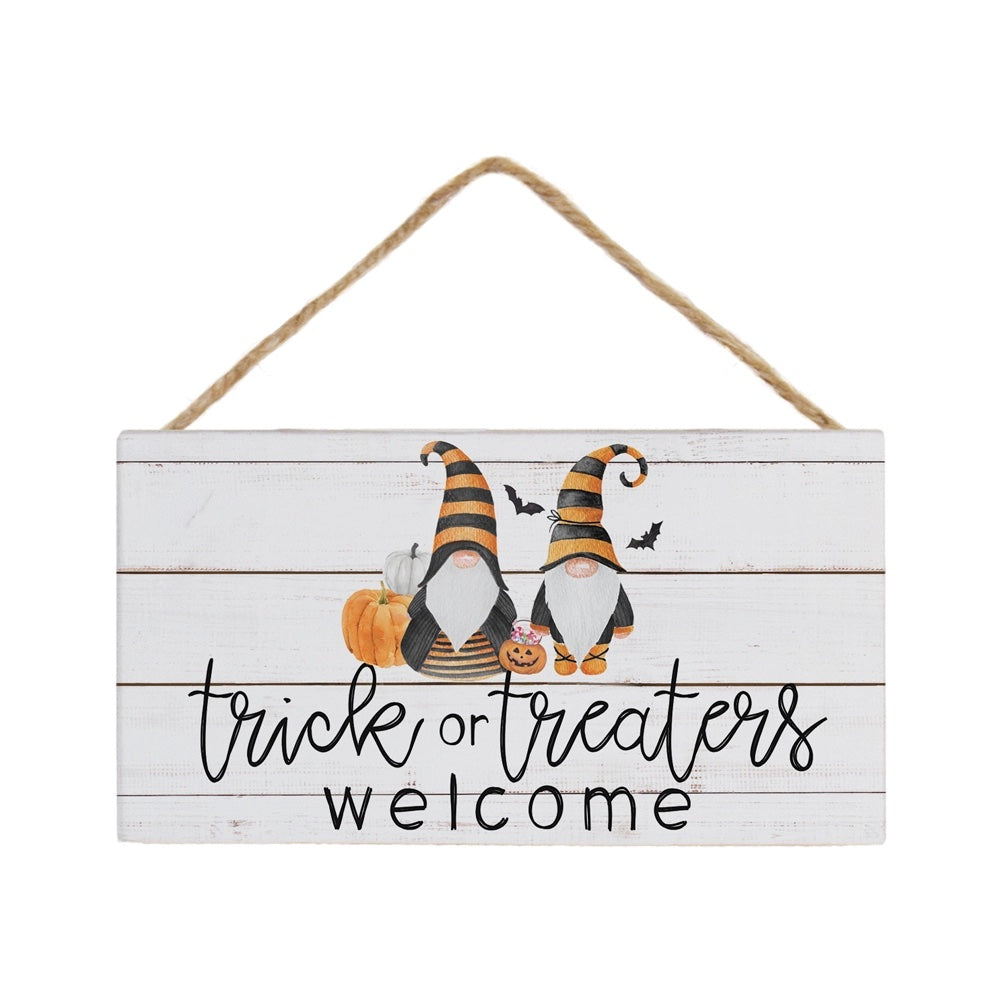 Trick or Treaters Gnomes Petite Hanging Sign