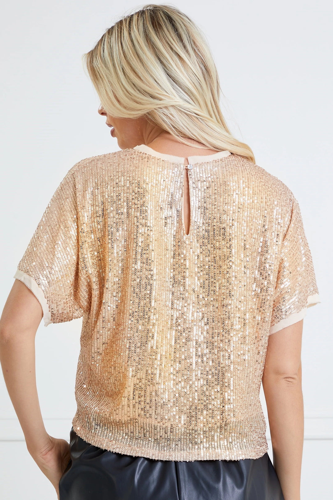 Gold Sequin Cropped Dressy Top