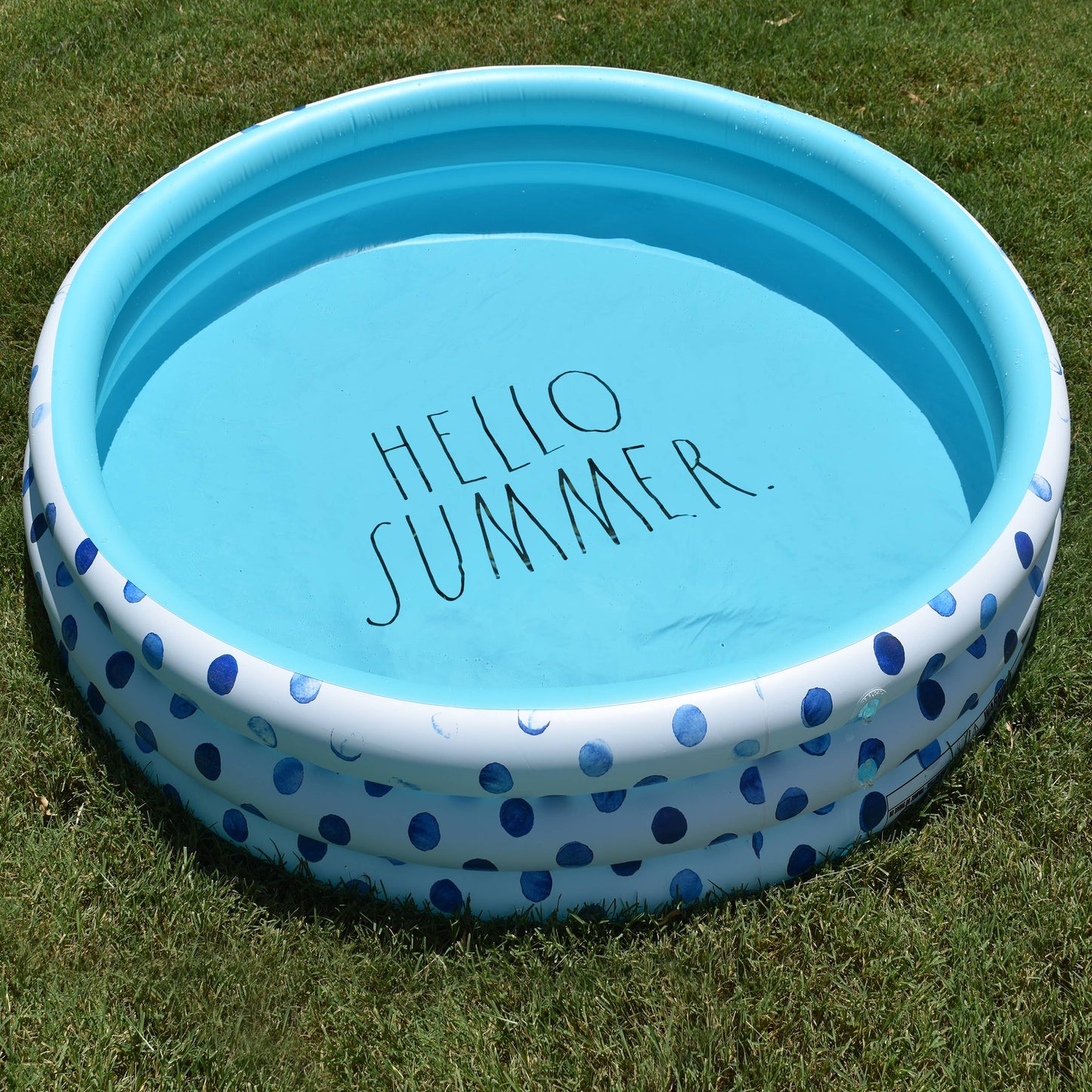 Rae Dunn - Mini Pool w Aqua Polka Dots - HELLO SUMMER.