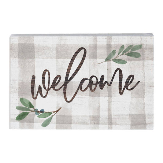 Welcome Plaid Sign