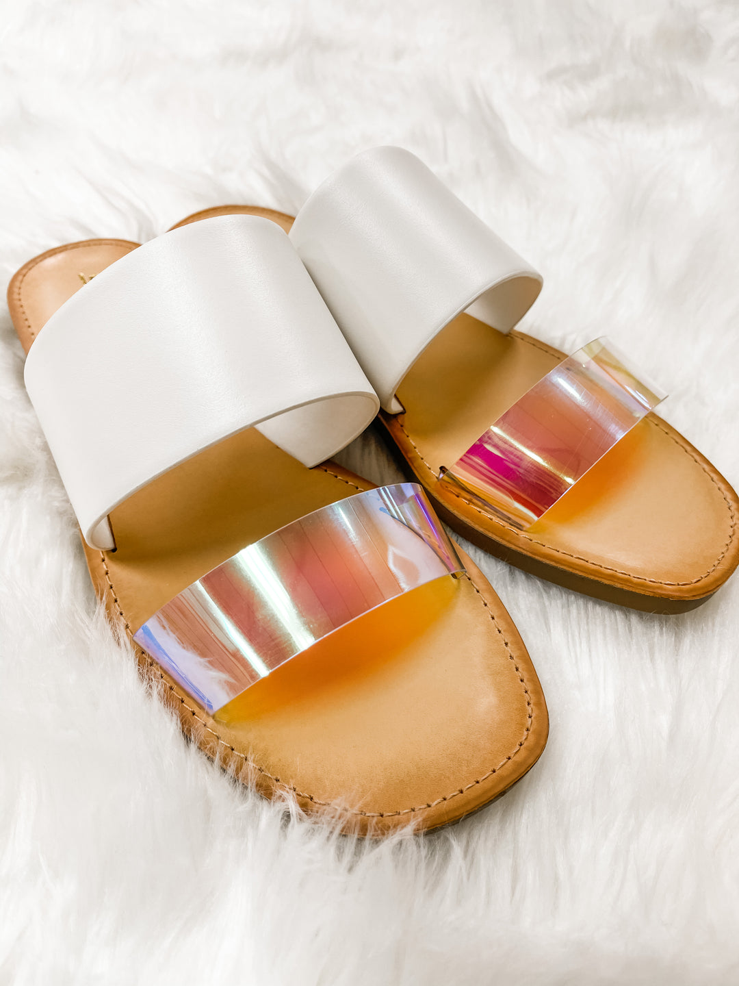 Karen White/Clear Strap Sandals