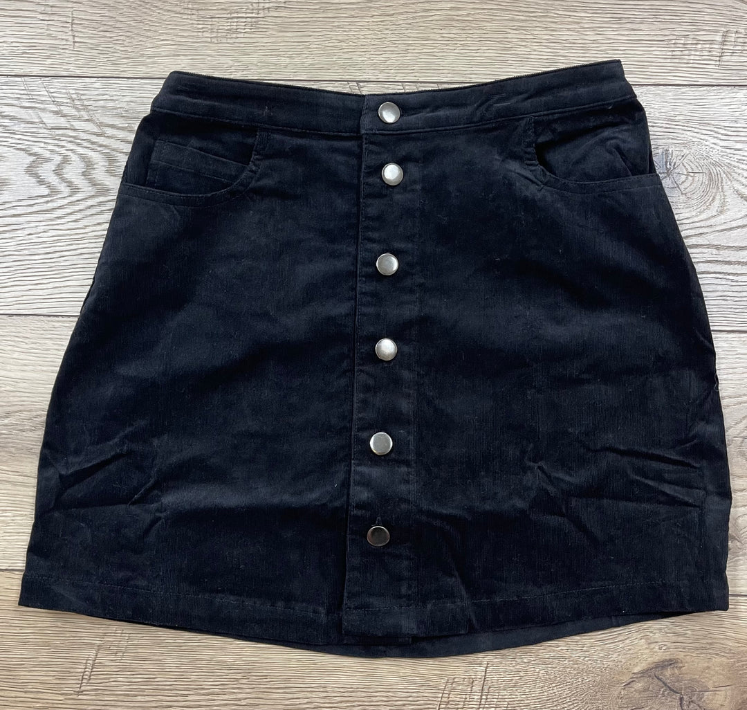 Black A-Line Button Down Skirt
