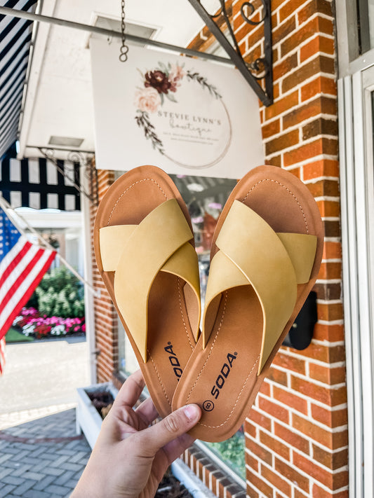 Reflect- Mustard Cross Sandals