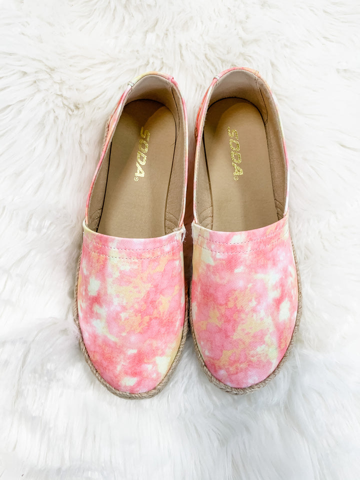 Betty- Pink/Yellow Tie Dye Slip On Shoes