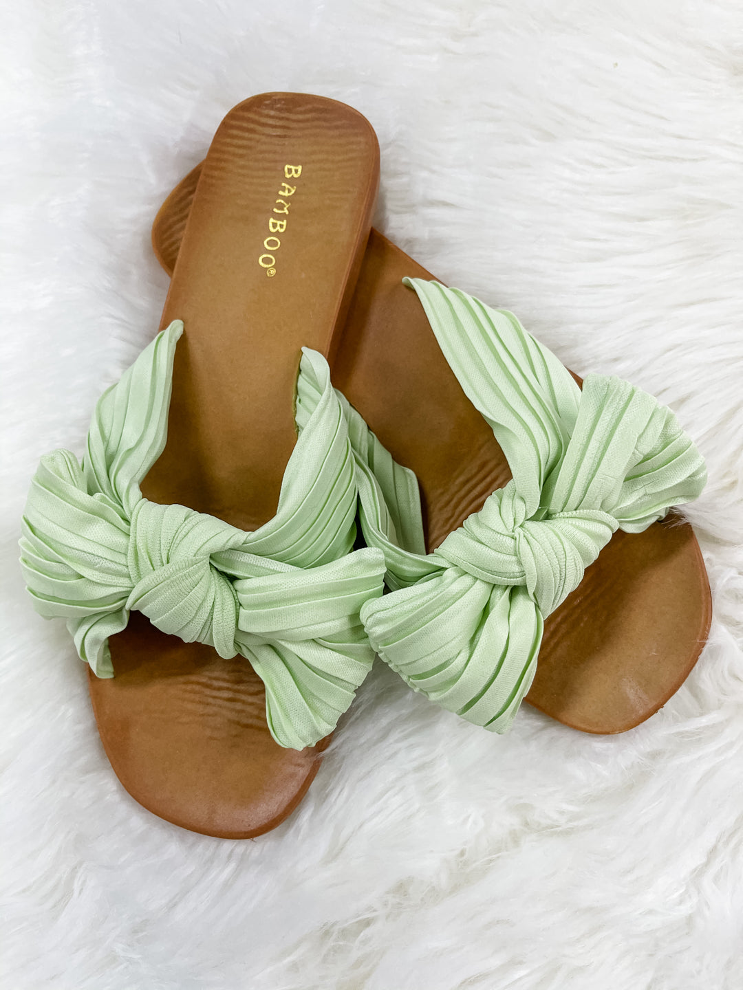 Kayla Mint Green Bow Sandals